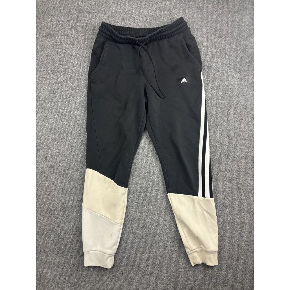 Adidas Sweatpants Mens Medium Black Fleece‎ Joggers Side Stripe Colorblock Logo